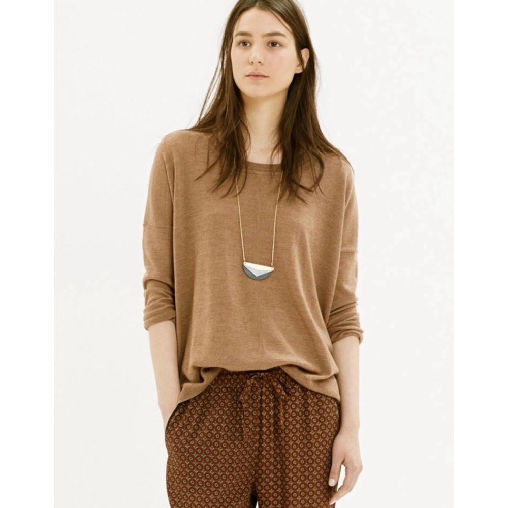 Women’s Madewell Rowhouse Merino Wool Hi Lo Sweater XS Brown